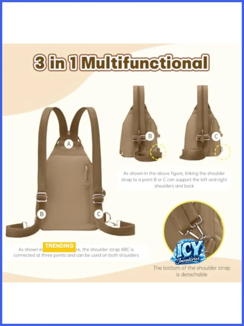 Convertible Mini Backpack Shoulder Bag Waterproof Oxford Anti-Theft
